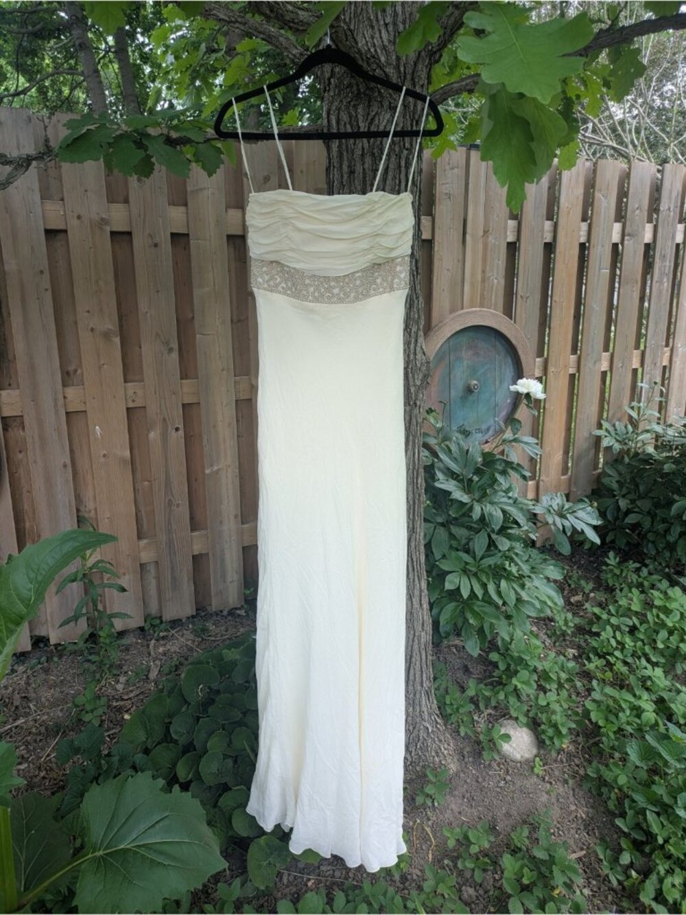 Stunning 100% Silk Y2K Beaded  Strapless Ivory Wedding Dress Corset Embroidered
